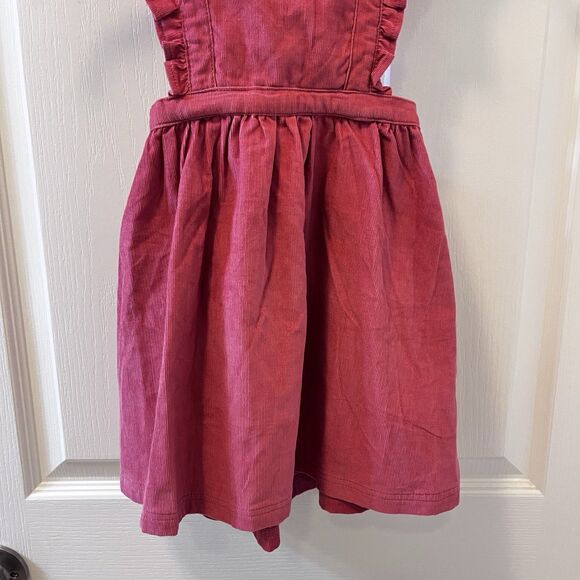 Rufflebutts Corduroy Cross-Back Jumper Dress Ruffle Straps Pink Girls Size 4T - Picture 3 of 10